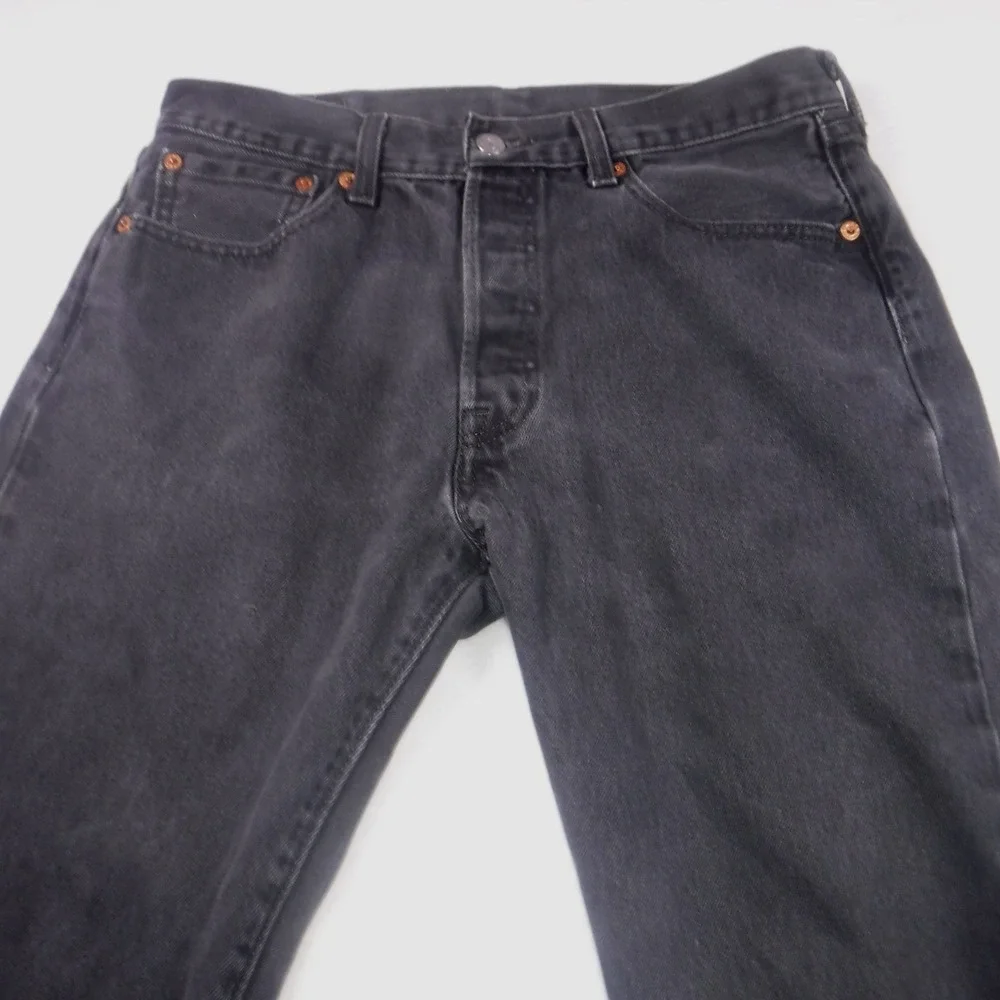 Levis 501 Original Fit Mens‎ Black Straight Leg Button Fly Denim Jeans 32x30